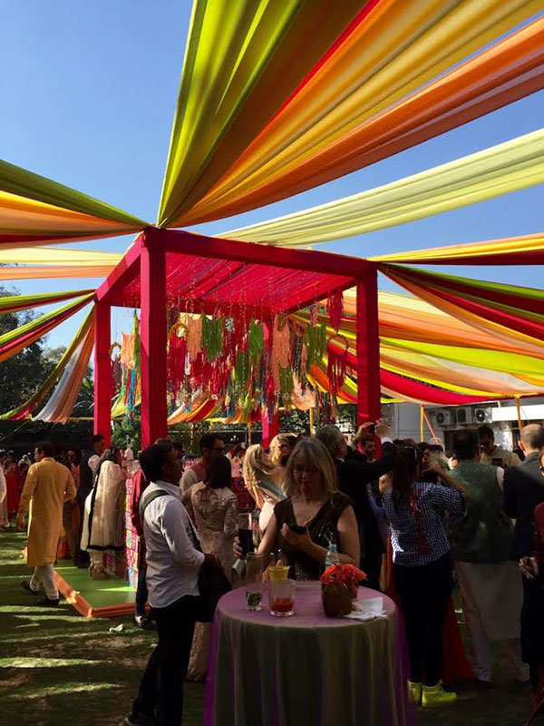 Colorful tent at a wedding in India