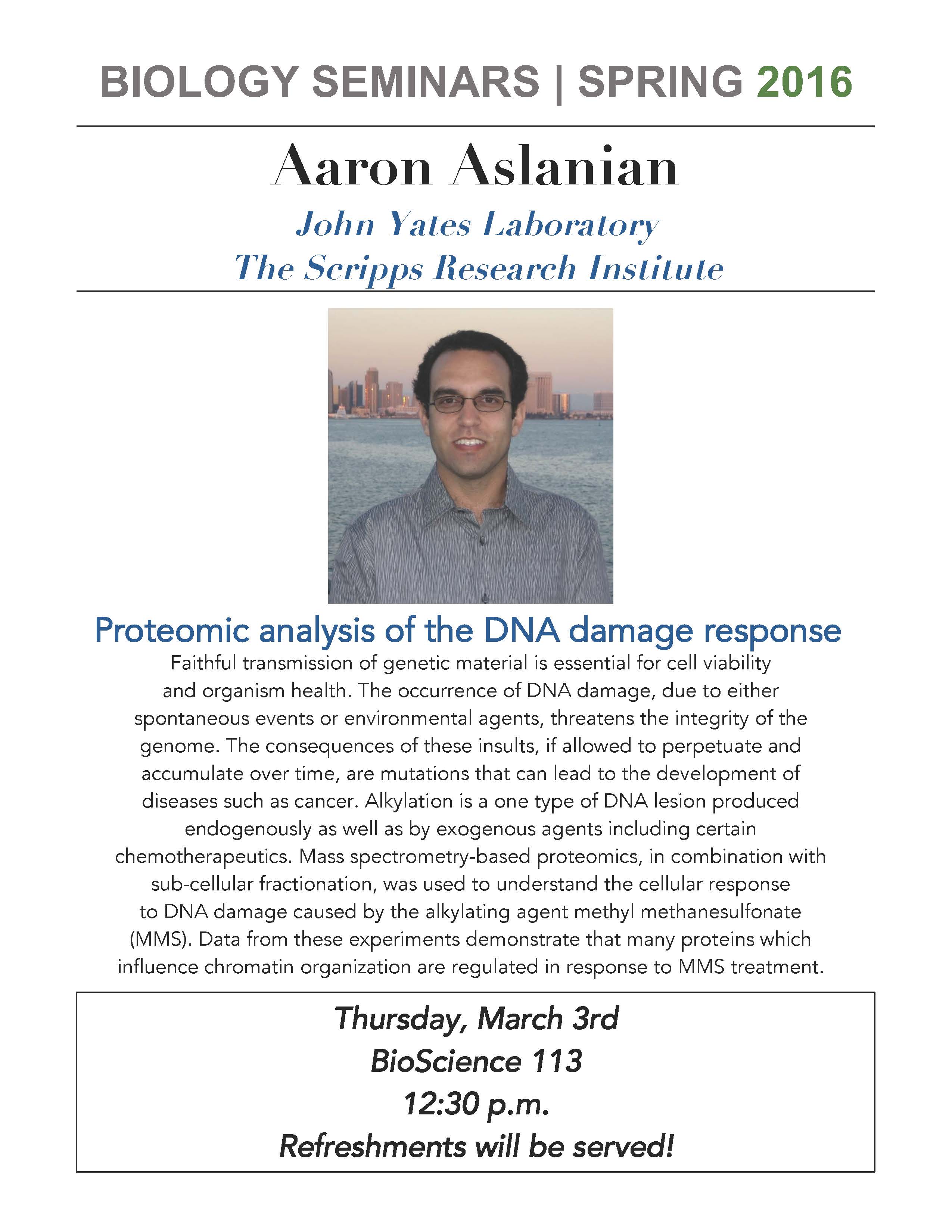 Image for Aaron Aslanian: Proteomic analysis of the DNA dama