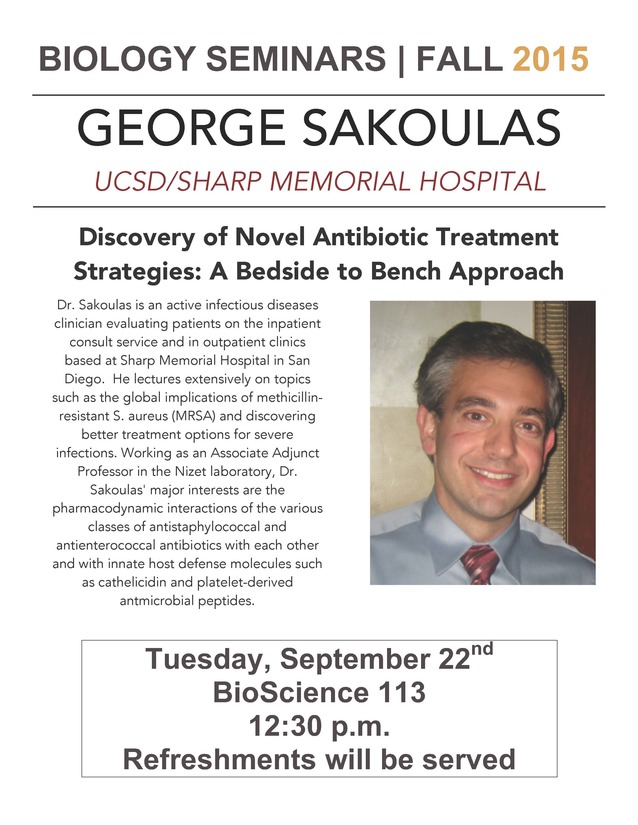 Image for George Sakoulas: Discovery of Novel Antibiotic Tre