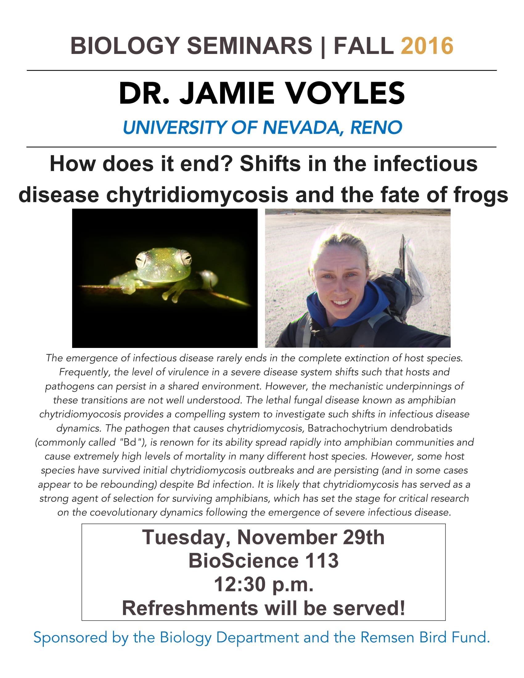 Image for Dr. Jamie Voyles: How does it end? Shifts in the i