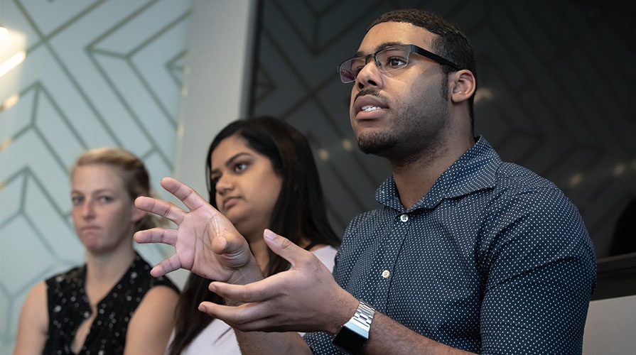 students on a career panel