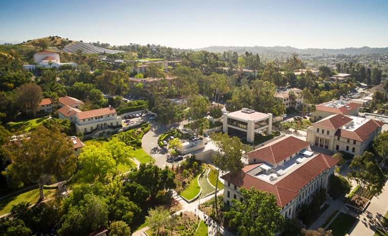 a view of Occidental College's Los Angeles campus from above