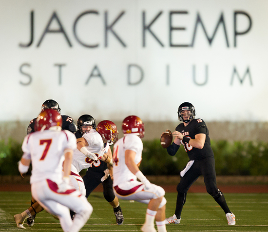 Bryan Scott '17 Scott led Occidental to a 21-14 Homecoming win over Claremont- Mudd-Scripps at Jack Kemp Stadium on Oct. 25, 2014.