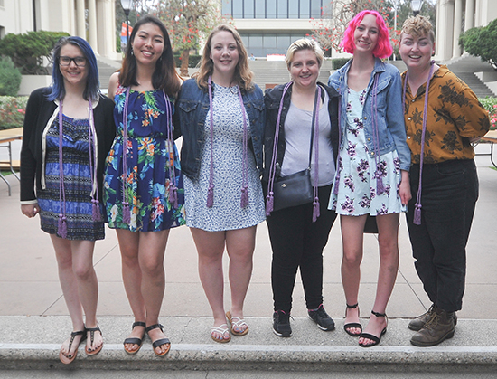 LGBTQIA+ students following the Lavender graduation celebration on May 18, 2018. 
