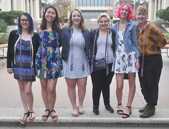 LGBTQIA+ students following the Lavender graduation celebration on May 18, 2018. LGBTQIA+ students following the Lavender graduation celebration on May 18, 2018.