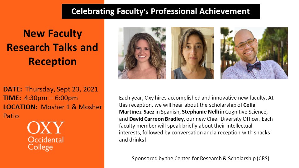 2021 New Faculty Research Talks & Reception