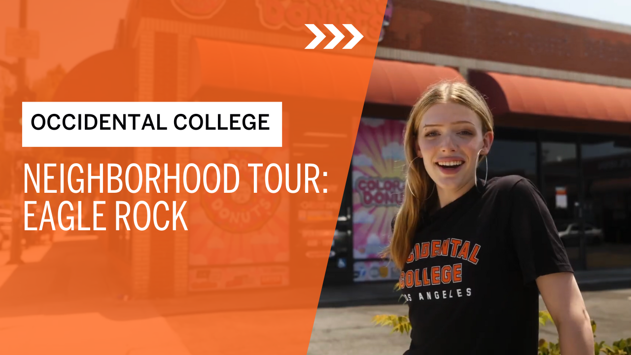 a young woman Oxy student smiling: Neighborhood Tour: Eagle Rock