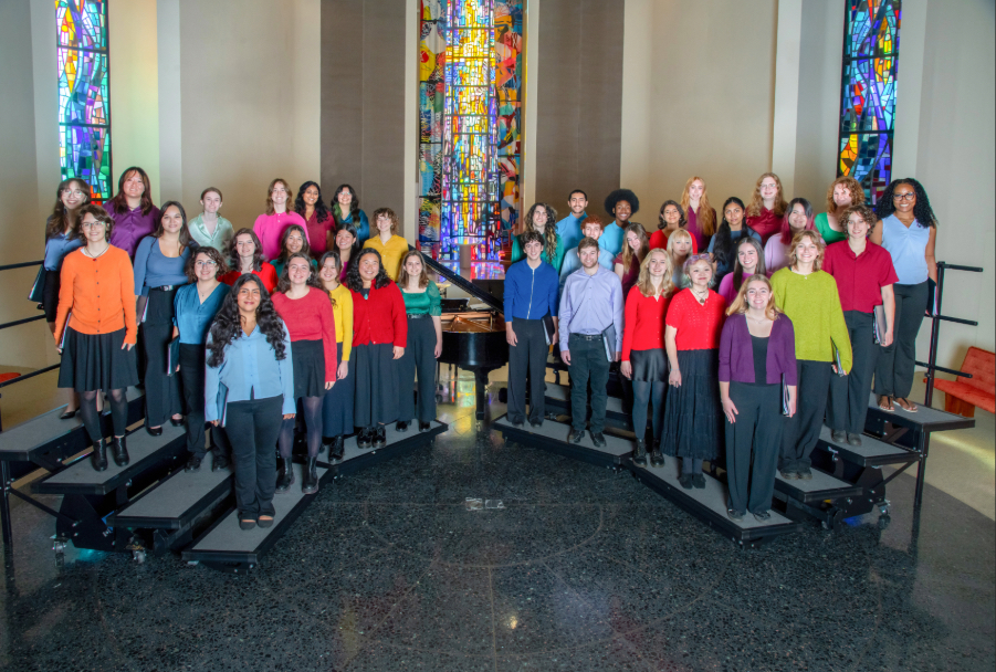 College Chorus in colorful clothes 