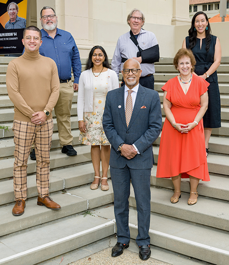 2023 Alumni Seal Award winners with President Elam