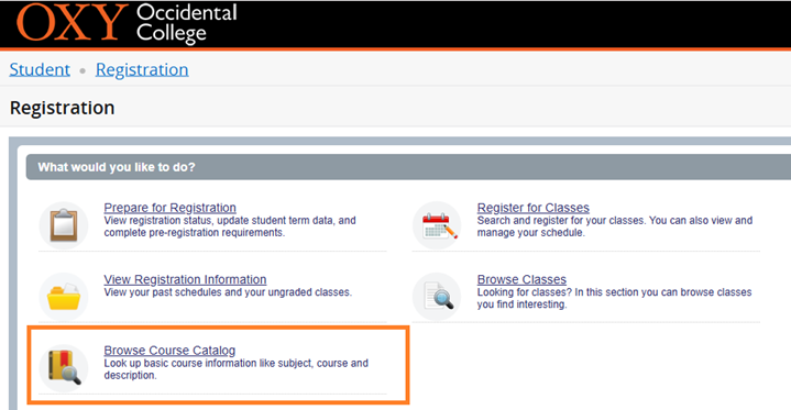 Browsing the Catalog Instructional Screenshot