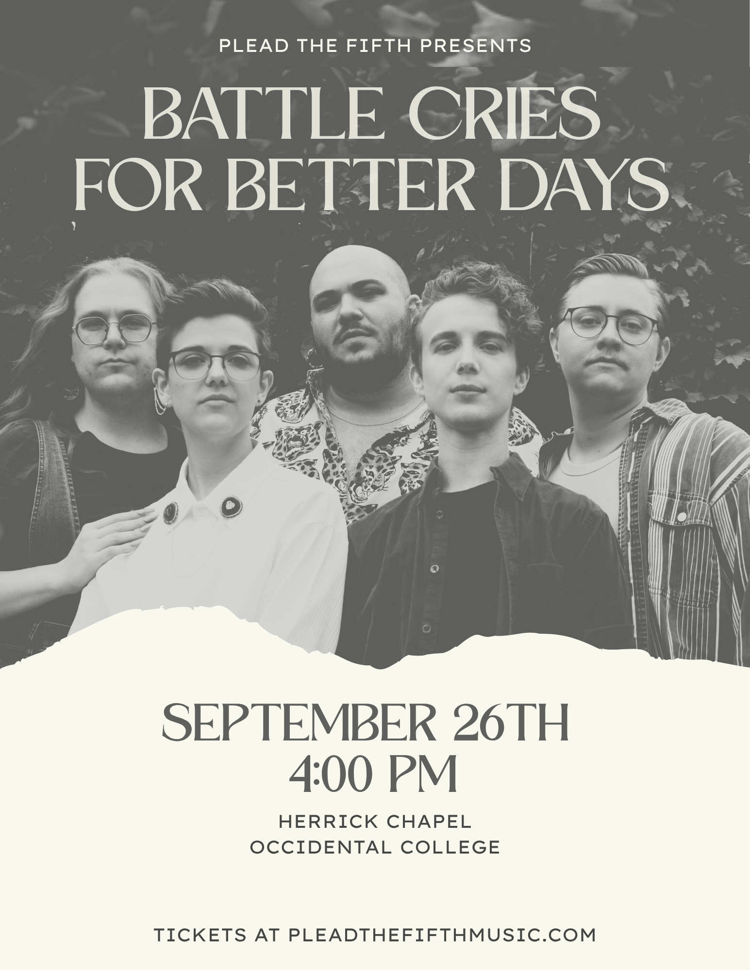 plead the fifth battle cries for better days concert flyer