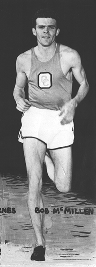 Bob McMillen running in a track suit