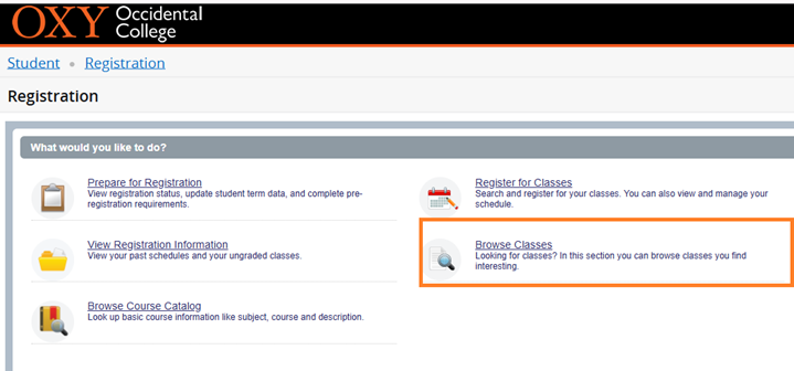 Instructional Screenshot for Class Search Registration