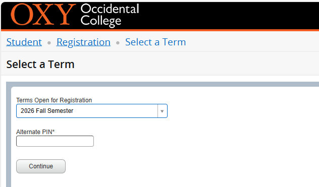 Instructional Screenshot for Class Search Registration