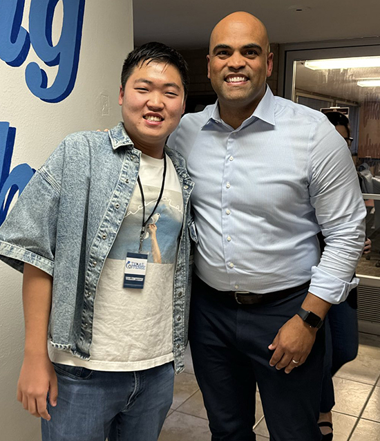 Alex Woo '25 and Colin Allred Alex Woo '25 and Colin Allred