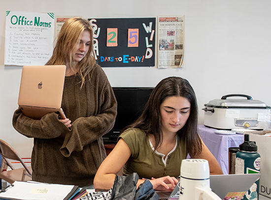 Sophomores Cady Carr and Rachel Obbard in the Allentown field office of Rep. Susan Wild. Sophomores Cady Carr and Rachel Obbard in the Allentown field office of Rep. Susan Wild.