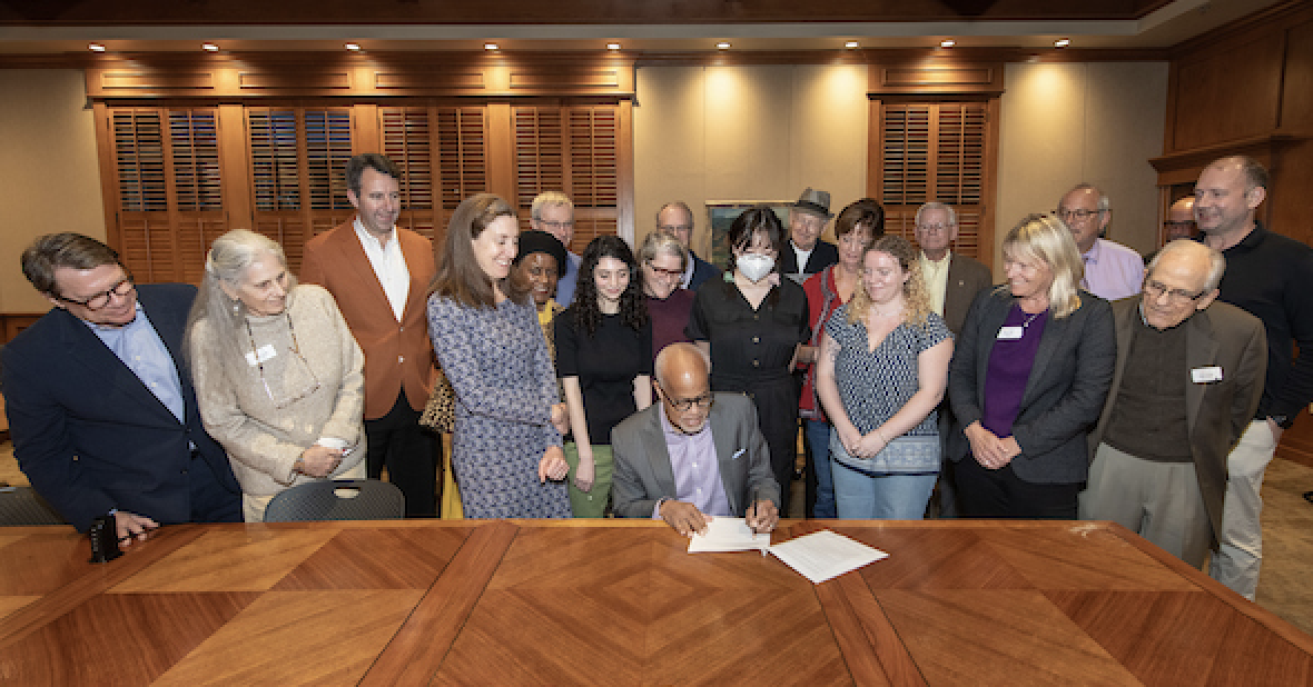 President Elam signed the Second Nature Climate Commitment in January 2024. President Elam signed the Second Nature Climate Commitment in January 2024.