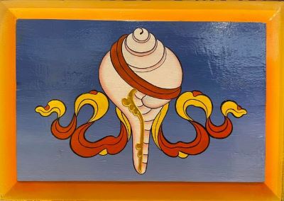 Conch painting from a table, Pelling, Sikkim 400x284
