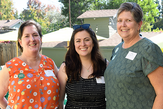 From left, Delta Alumnae Board officers Julie Scheiter Pearson ’87, Hannah Baillie Stowe ’14, and Lynn Brotemarkle Dann ’84. 