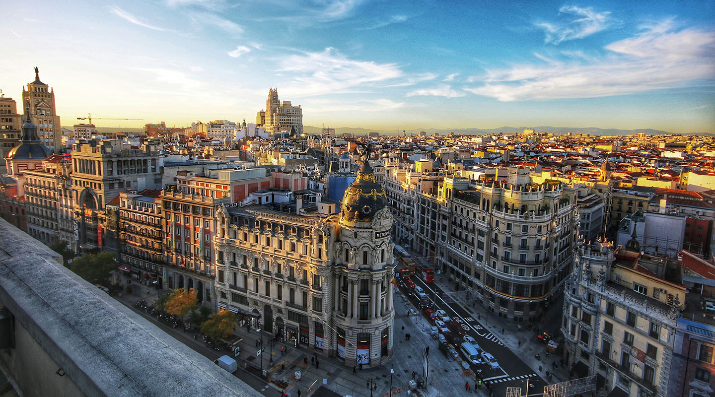a bird's eye view of a European capital city with old buildings and narrow streets