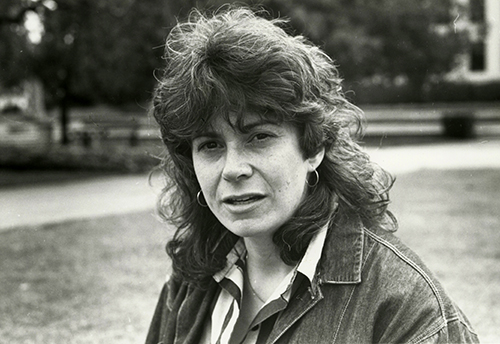 Nina Gelbart on the Occidental campus in 1988. Nina Gelbart on the Occidental campus in 1988.