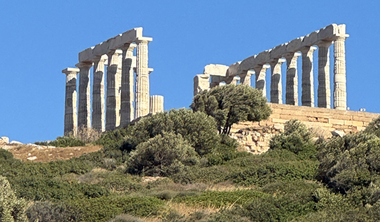 Sightseeing near the Temple of Poseidon at Cape Sounion.