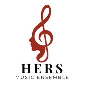 HERS Music Ensemble logo, Women's profile mixed with Treble Clef