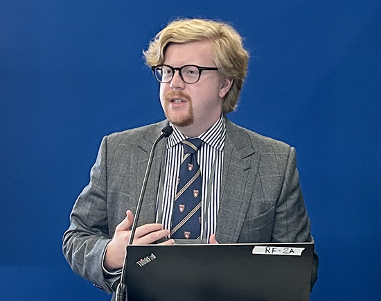 James Henderson ’22 presents his research at the American College of Chest Physicians’ Annual Meeting in 2024. James Henderson ’22 presents his research at the American College of Chest Physicians’ Annual Meeting in 2024.