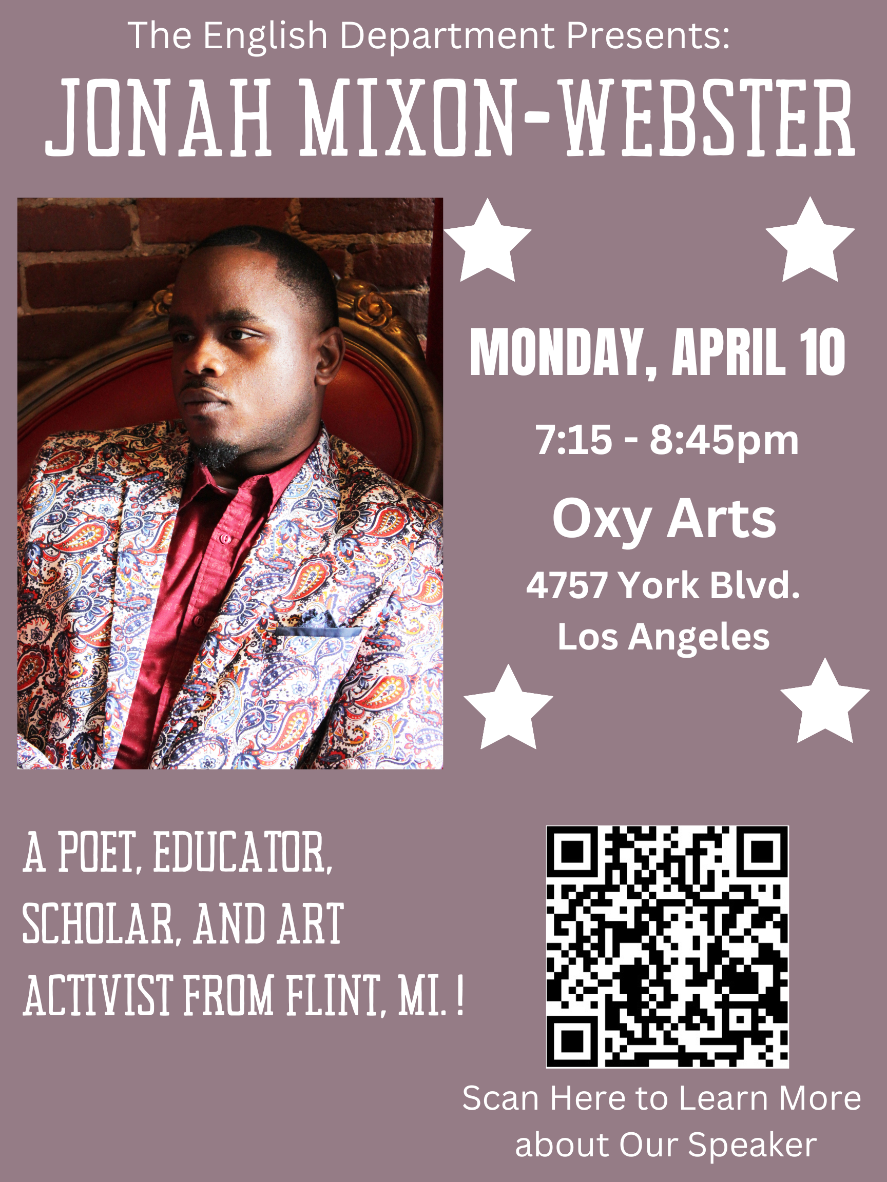 English Department Guest Speaker - Jonah Mixon - Webster Jonah Mixon - Webster