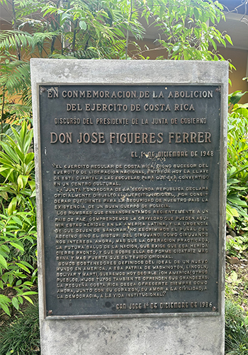 Plaque in Costa Rica 