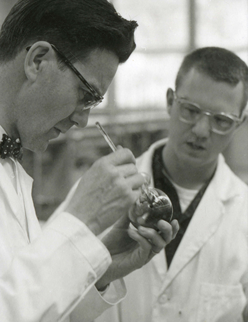 Dr. Frank Lambert in the lab with an unidentified student Dr. Frank Lambert in the lab with an unidentified student