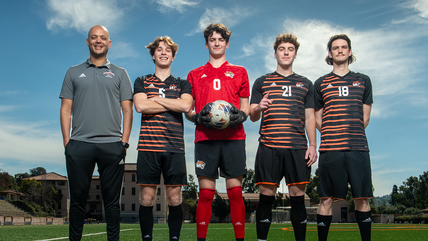 Coach Rod Lafaurie and members of the 2023 men's soccer team Coach Rod Lafaurie and members of the 2023 men's soccer team