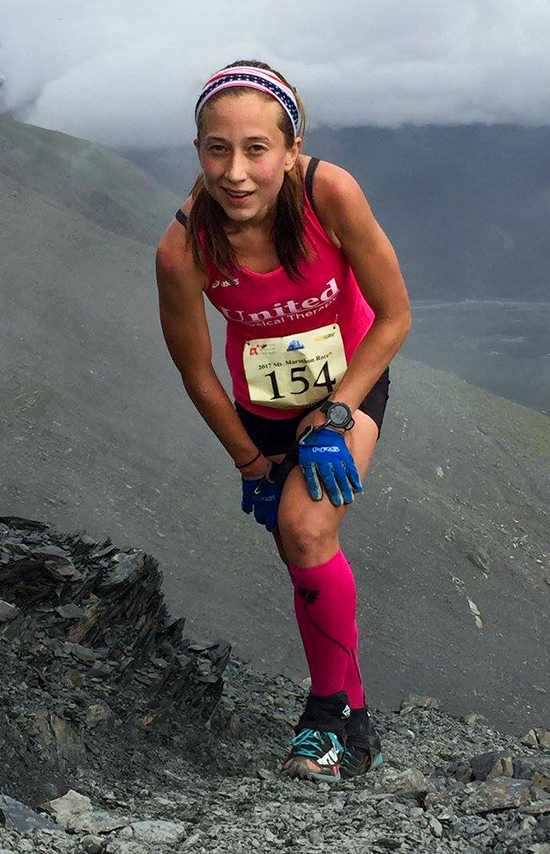 Anna Dalton '12 running the Mount Marathon Race in July 2017, 