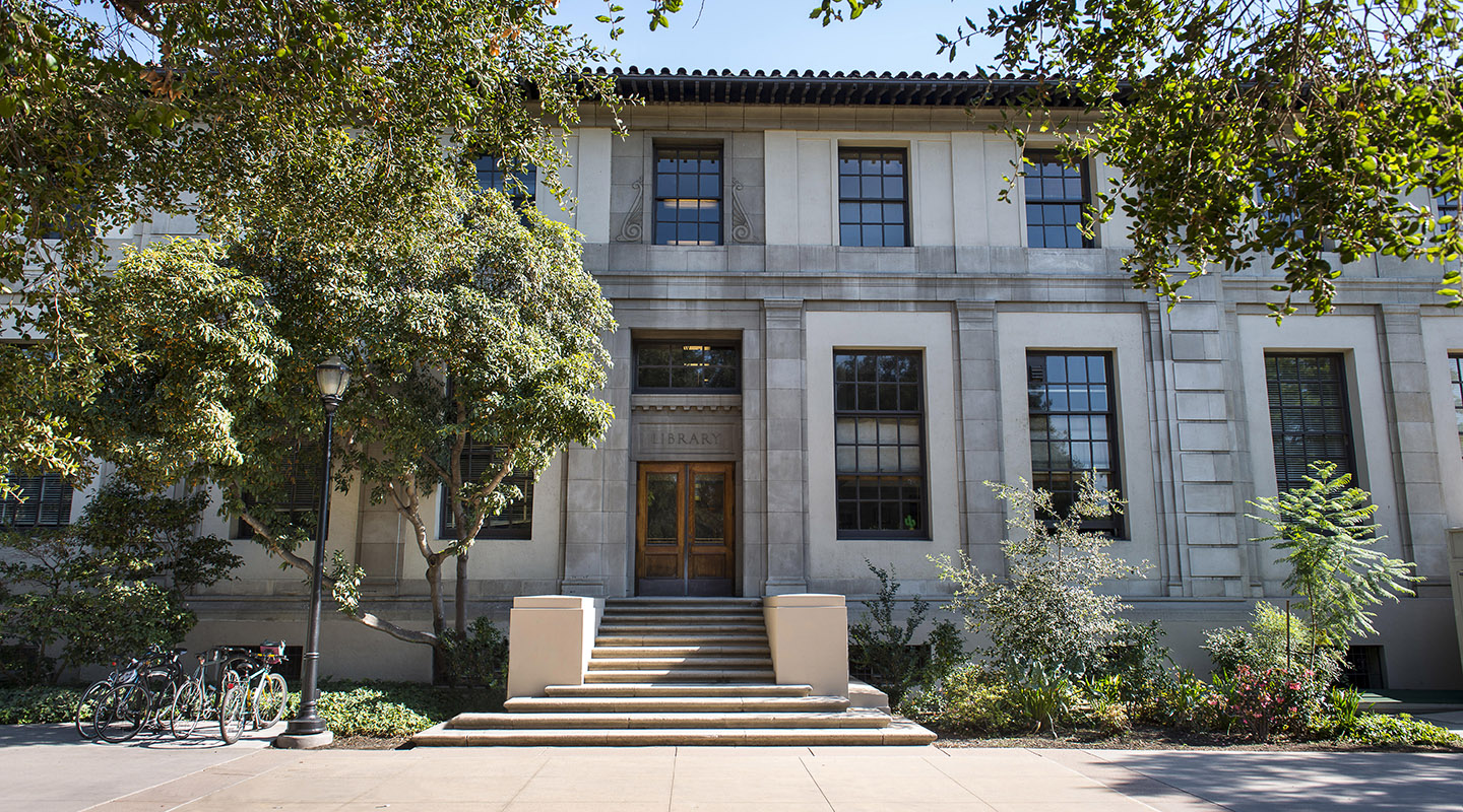 Occidental's library, the north side entrance