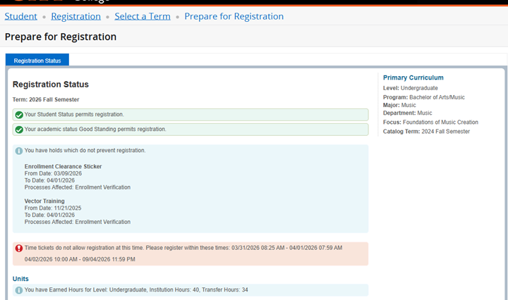 Instructional Screenshot Preparing for Registration