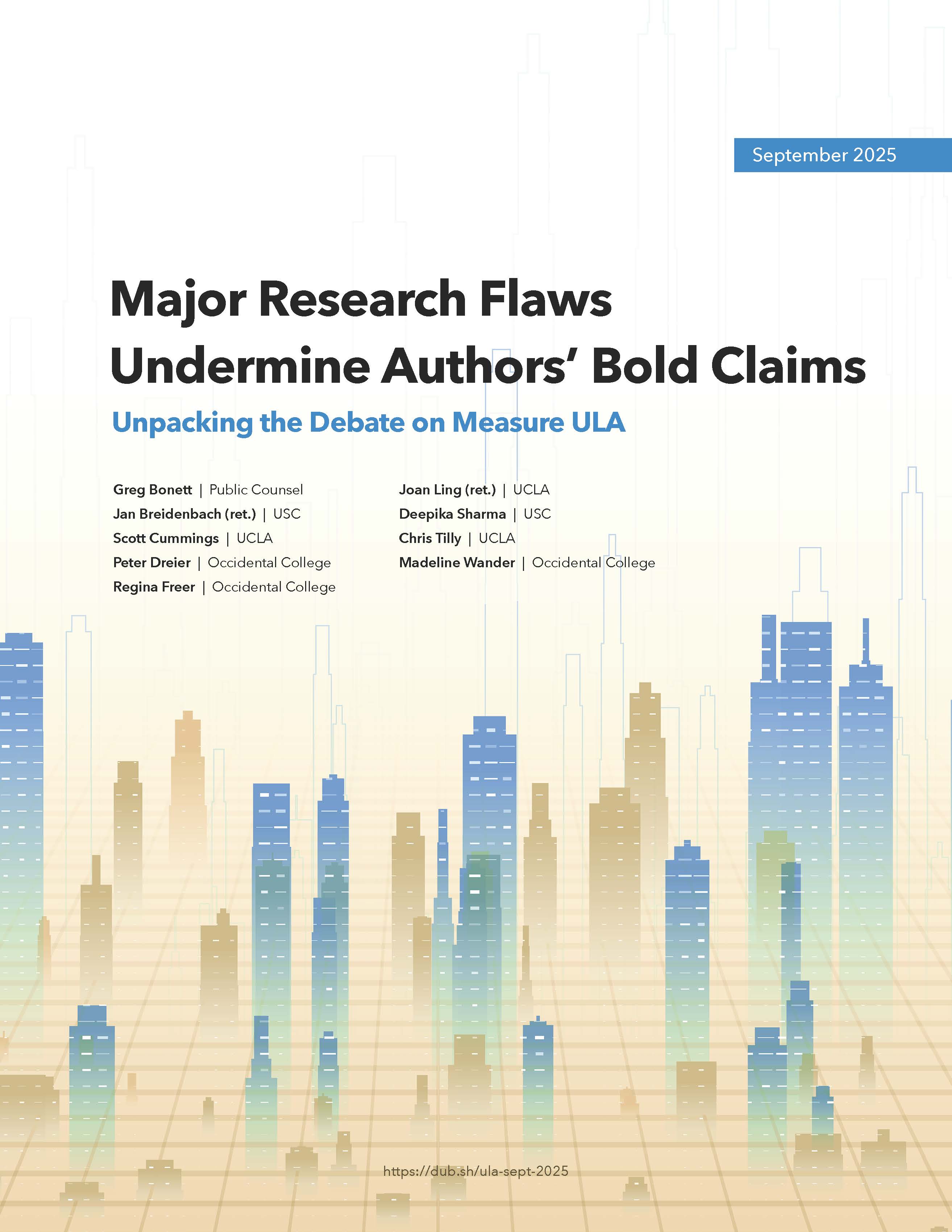 Report cover "Major Research Flaws Undermine Authors' Bold Claims: Unpacking the Debate on Measure ULA