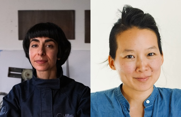 diptych of color closeup portraits of Roksana Pirouzmand and Candice Lin