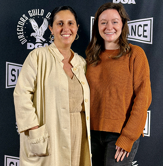 Anahid Yahjian ’11, left—writer, director, producer, and star of  Domestic Demon—with editor Emily Cargill at the film’s domestic  premiere screening at the Slamdance Film Festival on February 20. 