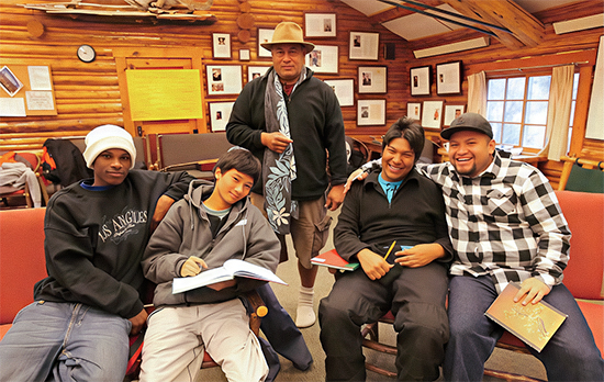 Nuu “Tui” Tuimoloau with Nuu “Tui” Tuimoloau with Carson High students at Teton Science Schools' Jackson Hole campus around 2009.