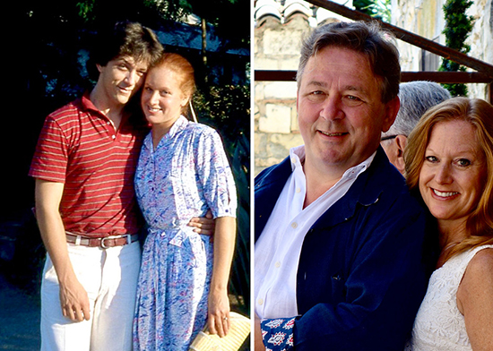 Lori Howard ’81 and Pascal Peron, then and now