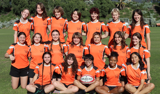 Members of the 2025-26 women's rugby team at Occidental.