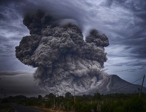 A volcanic eruption