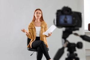 Woman acting on camera