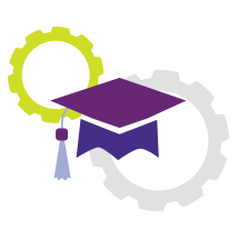 a stylized purple graduation cap