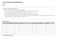 a screenshot of a blank course planning worksheet