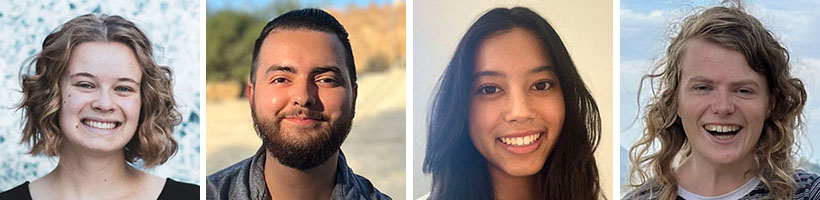 Four small Occidental College student headshots in a row