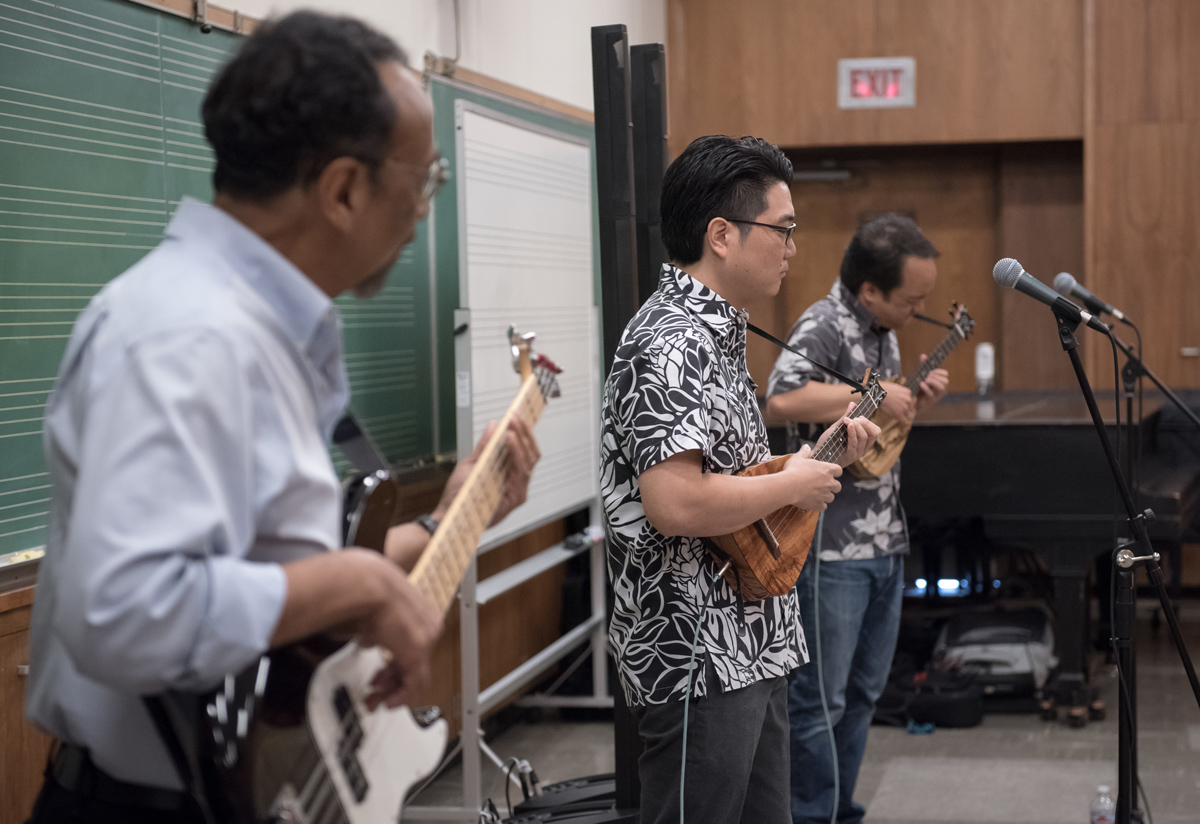 Professor Simeon Pillich accompanies on electric bass