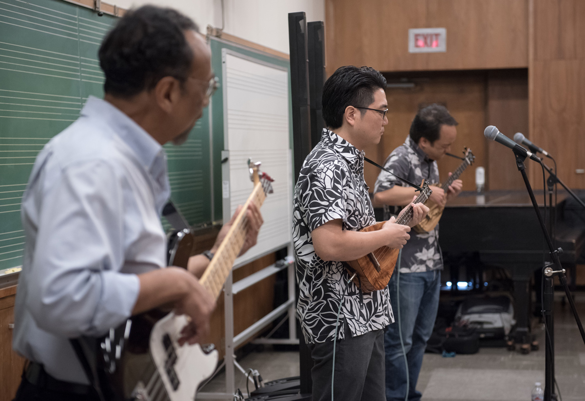 Professor Simeon Pillich accompanies on electric bass