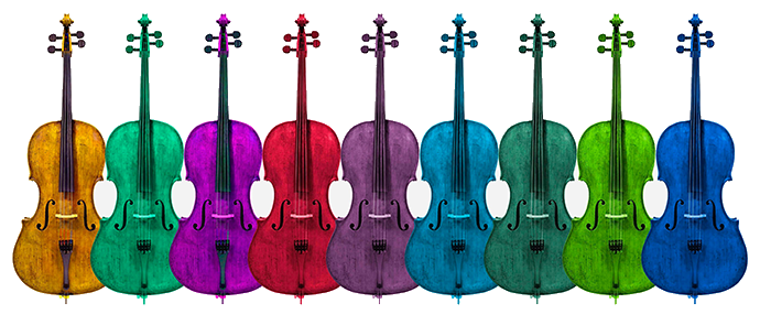 row of cellos