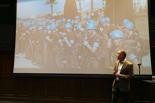 Kal Raustiala speaking about the "Blue Helmets" and the history of UN peacekeeping Dr. Raustiala speaking about the "Blue Helmets"